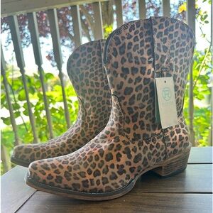 Roper Leopard Print Ankle Boots